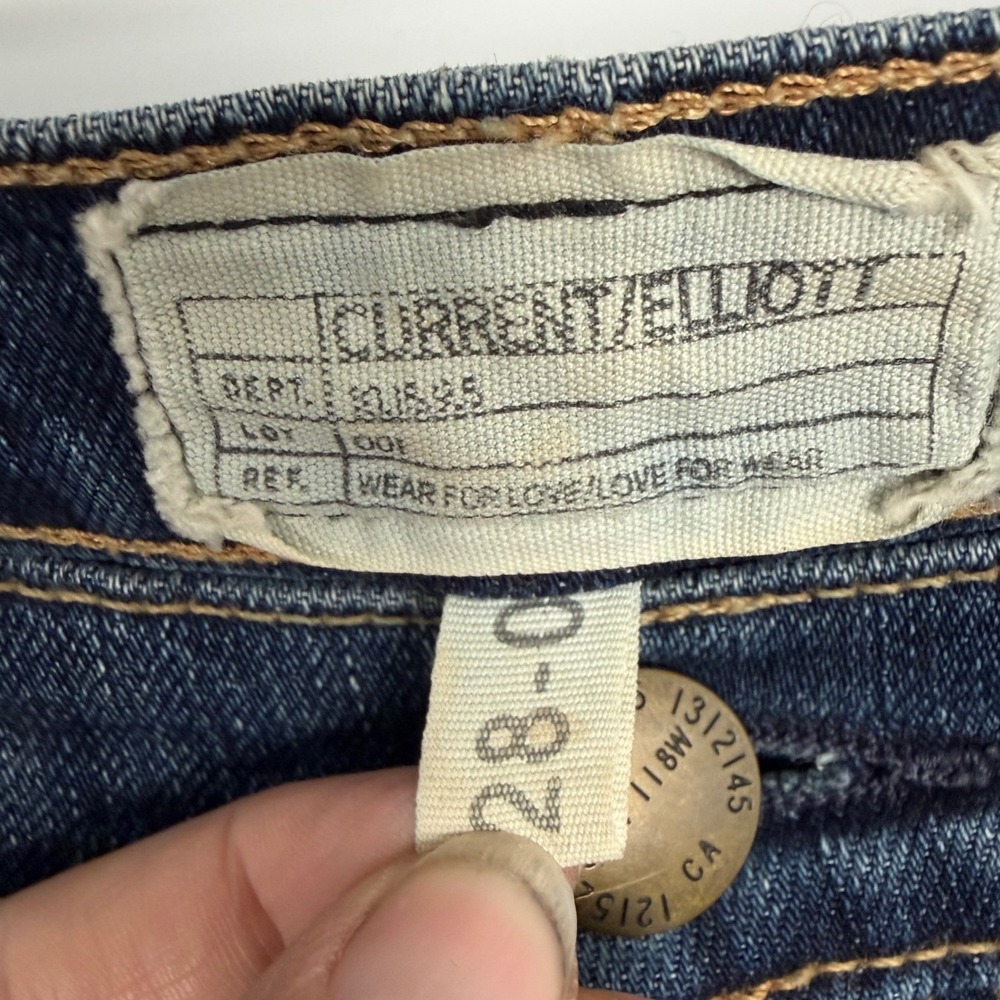 Current Elliott Womens Blue The Flip Flop Loved Frayed Hem Bootcut Jeans Size 28 - Picture 7 of 12